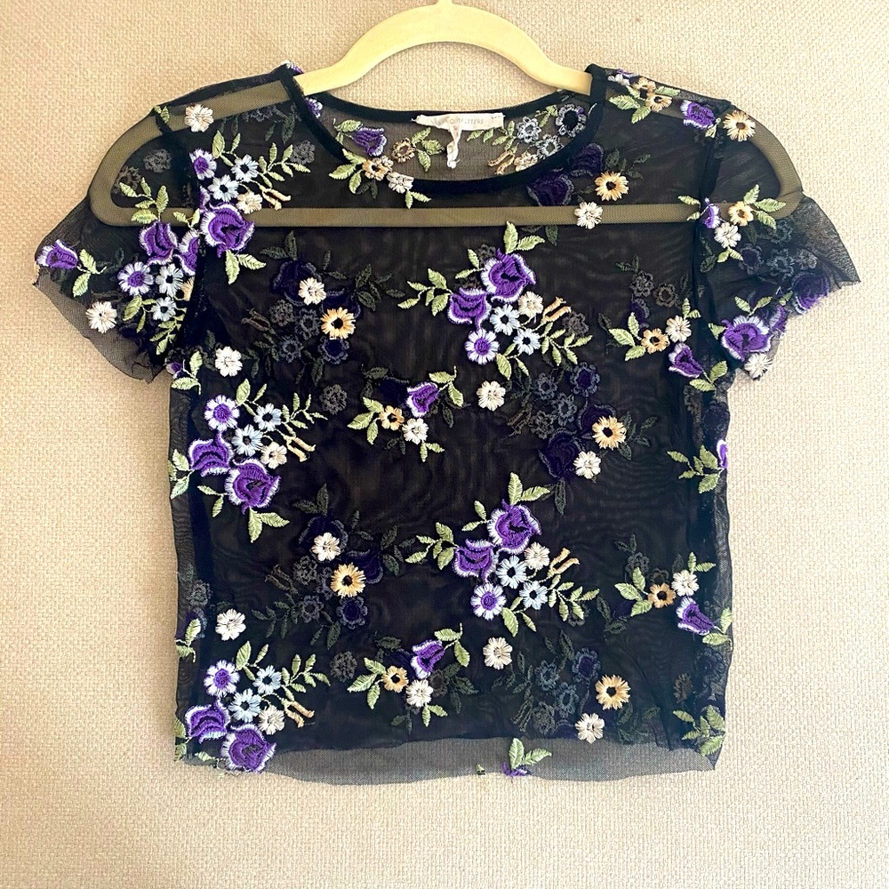 Urban Outfitters Sheer Floral Crop